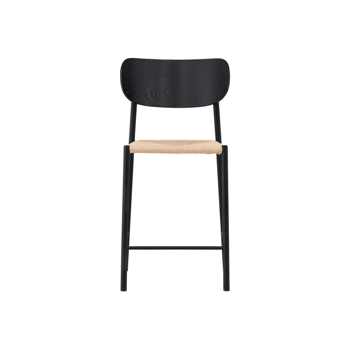Polly Barhocker mit Rückenlehne - Schwarz / Nature Rope - ZEN ZONE Furniture
