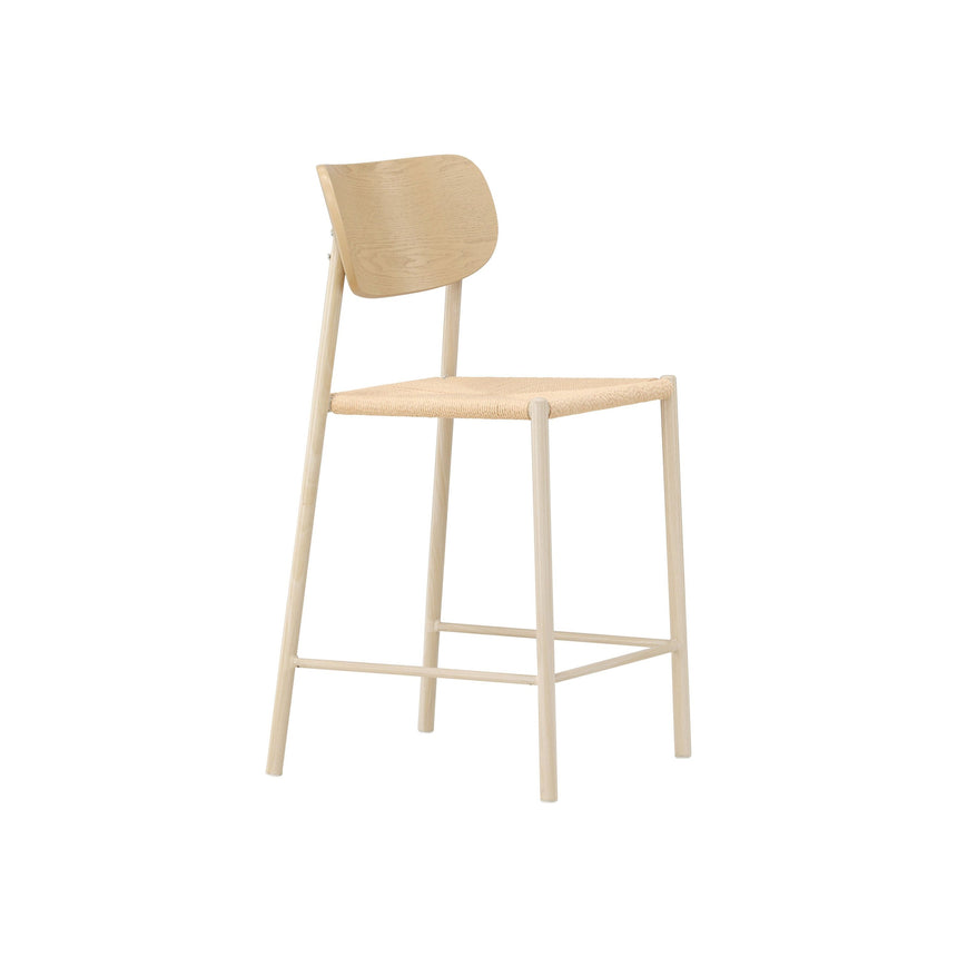 Polly Barhocker mit Rückenlehne - Whitewash / Nature Rope - ZEN ZONE Furniture