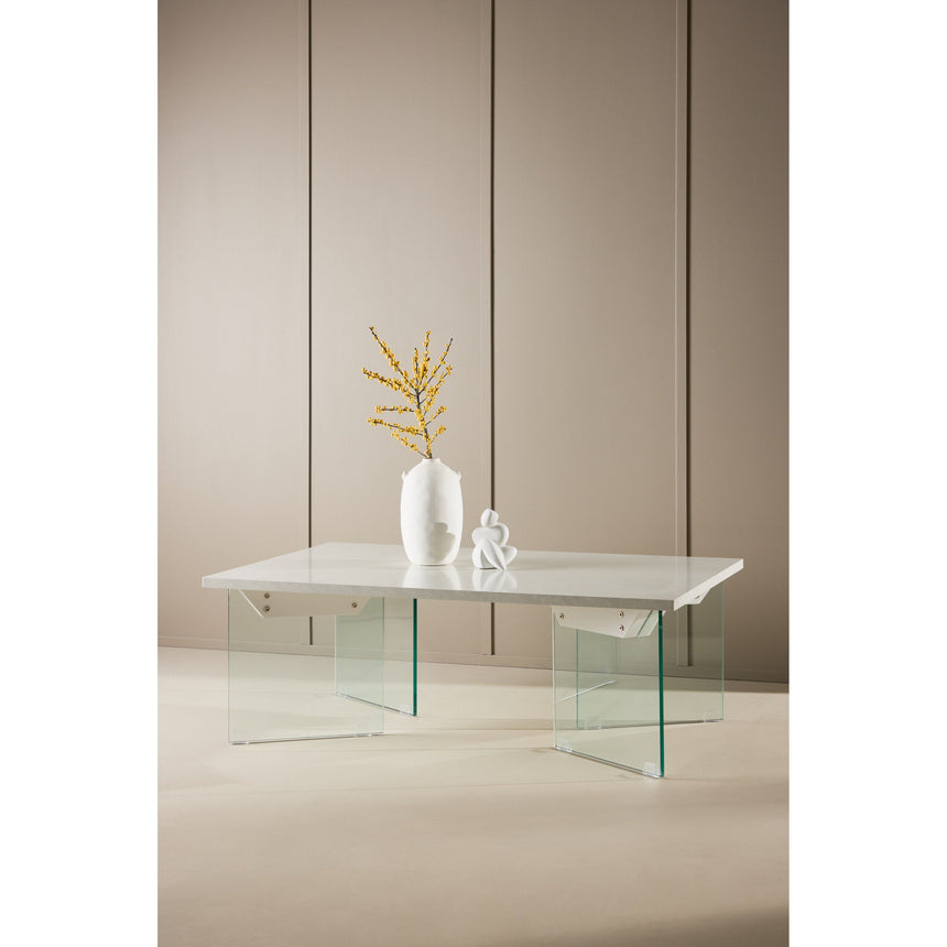 Ester Couchtisch - Glas / Betonoptik 120 x 80 x 42 cm - ZEN ZONE Furniture