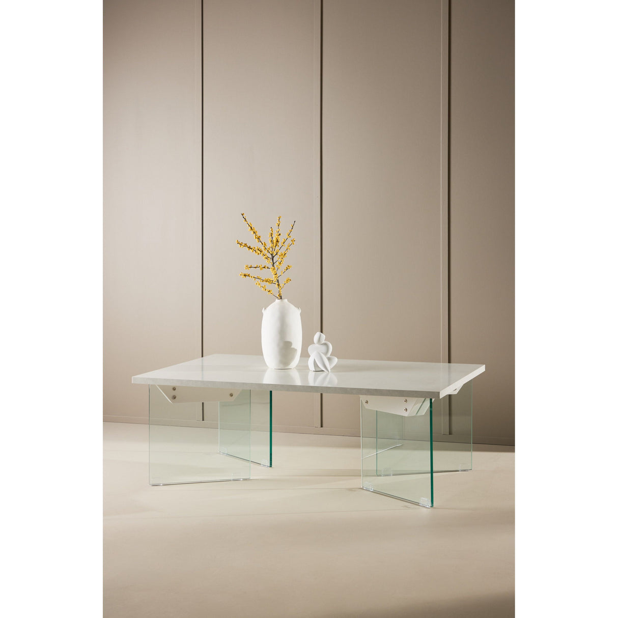 Ester Couchtisch - Glas / Betonoptik 120 x 80 x 42 cm - ZEN ZONE Furniture