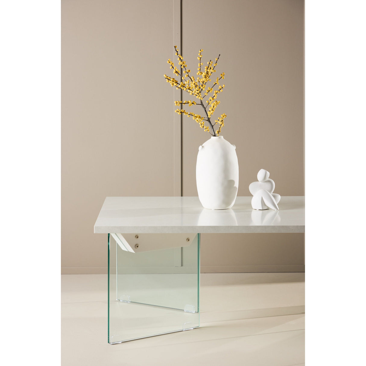 Ester Couchtisch - Glas / Betonoptik 120 x 80 x 42 cm - ZEN ZONE Furniture