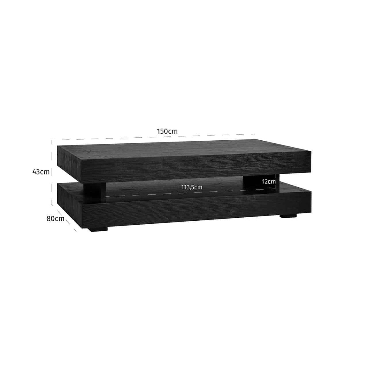 Couchtisch Oakura blok H (Black) - ZEN ZONE