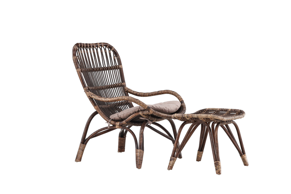 Ella Loungesessel Rattan Walnuss dunkel / Beige - ZEN ZONE Furniture