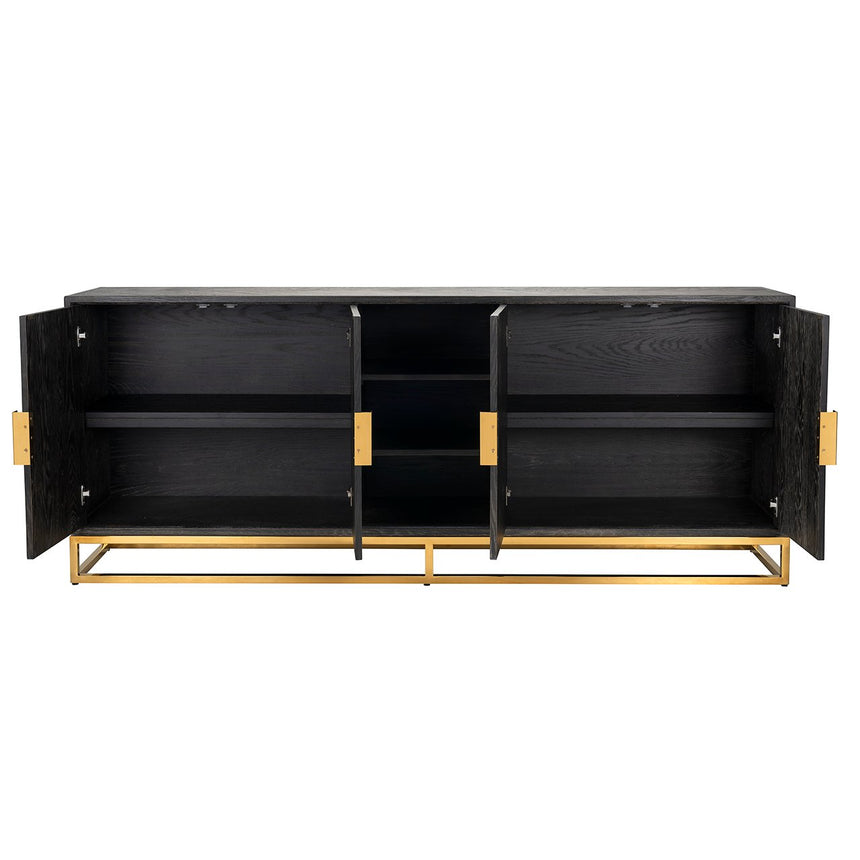 Anrichte Blackbone gold 4-Türen + offener raum (Black rustic) - ZEN ZONE