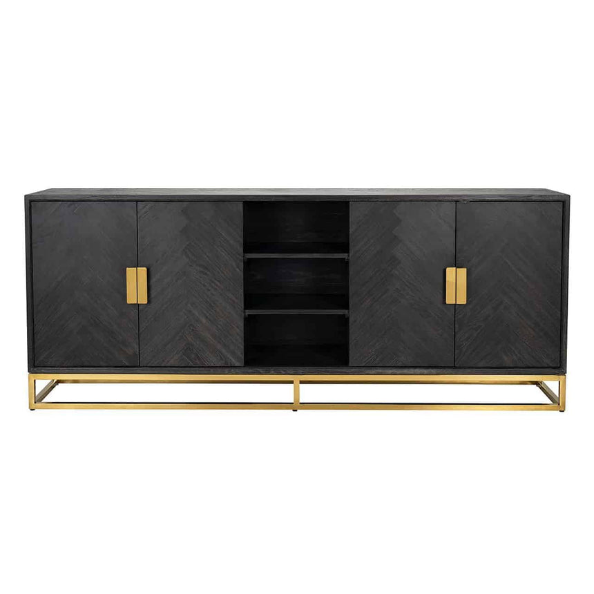 Anrichte Blackbone gold 4-Türen + offener raum (Black rustic) - ZEN ZONE