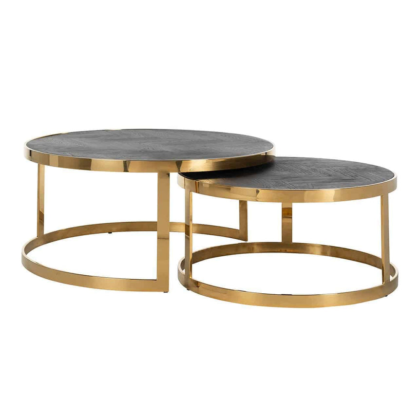 Couchtisch Blackbone gold set von 2 (Black rustic) - ZEN ZONE