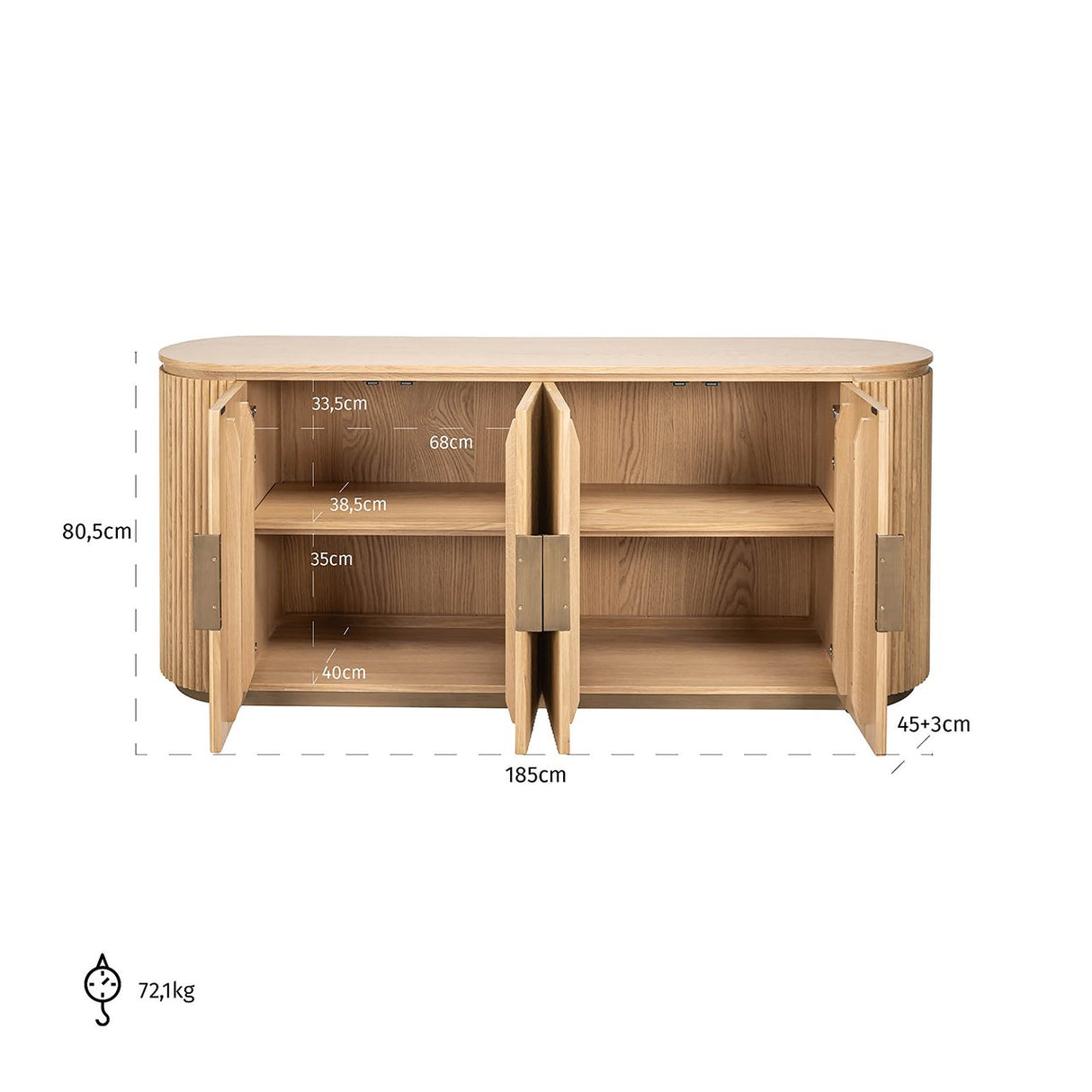 Dressoir Belfort 4-türig (Natural oak) - ZEN ZONE