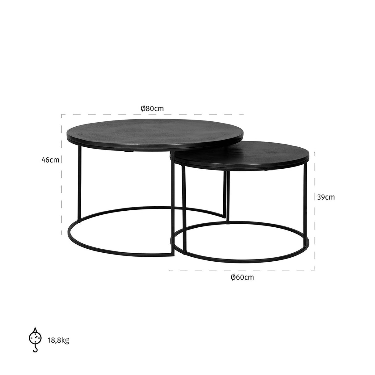 Couchtisch Bolder 2er Set schwarz (Black) - ZEN ZONE