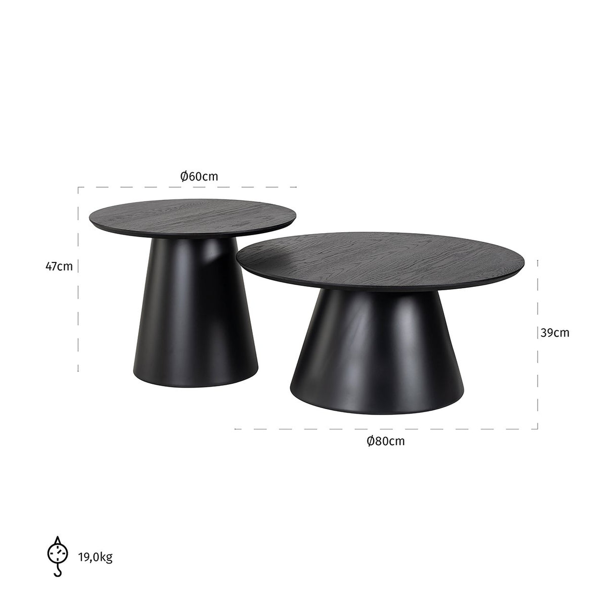 Couchtisch Jazz set von 2 (Black) - ZEN ZONE
