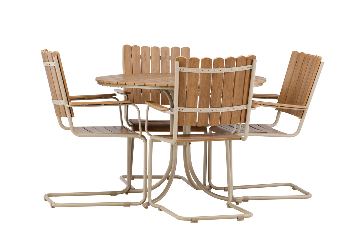 Holmsund Esszimmergarnitur Beige / Polywood - ZEN ZONE Furniture