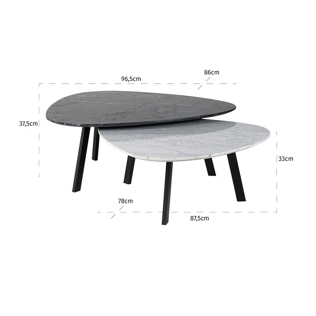 Couchtisch Trocadero set von 2 (Black/white) - ZEN ZONE