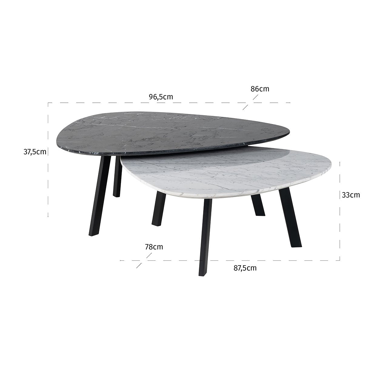 Couchtisch Trocadero set von 2 (Black/white) - ZEN ZONE