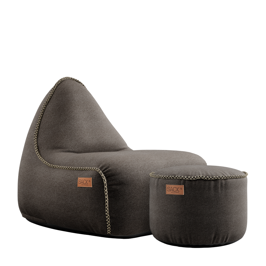Canvas Lounge Chair Brown + Pouf - ZEN ZONE