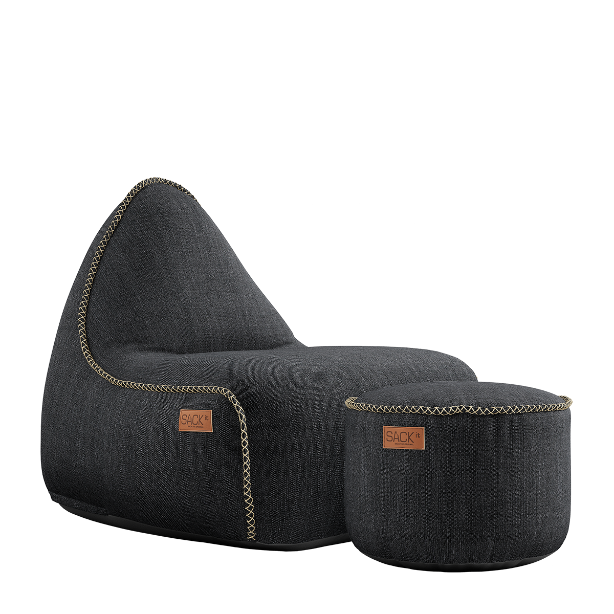 Cobana Lounge Chair Black + Pouf - ZEN ZONE