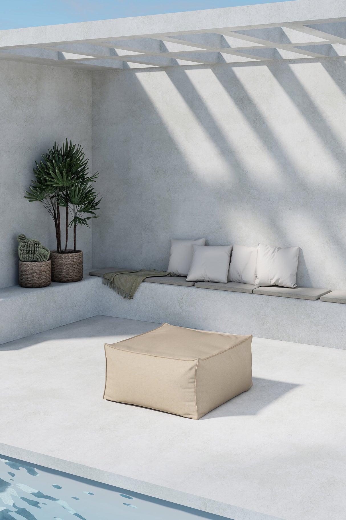 Rambo Lounge Sofa Pouf Beige - ZEN ZONE Furniture