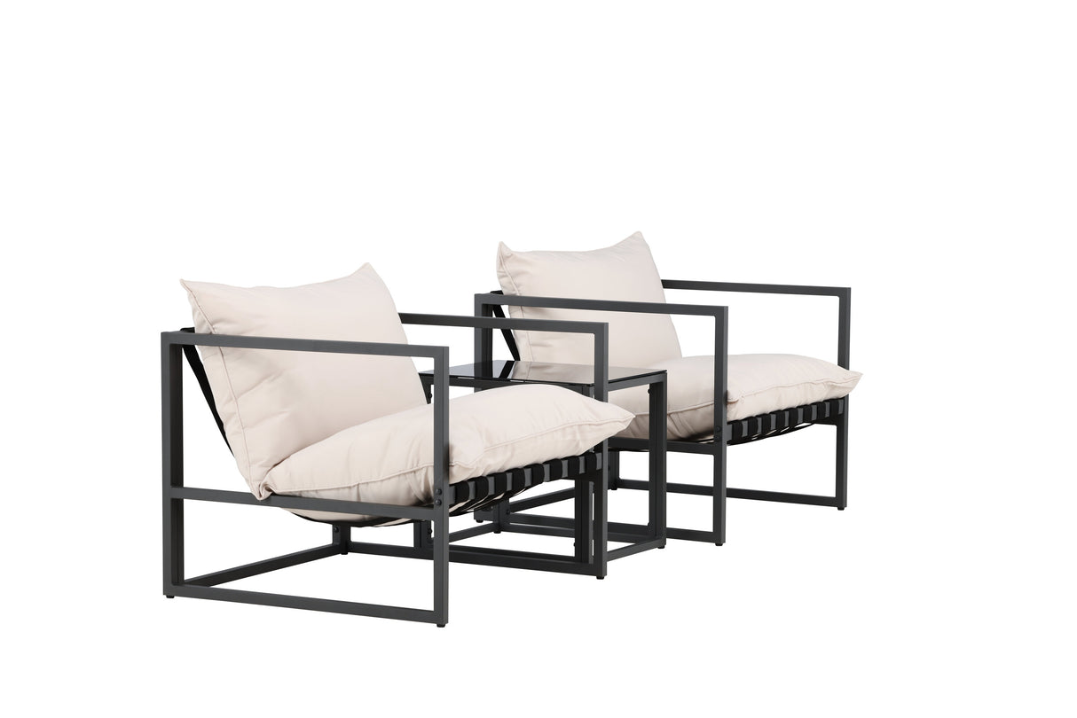 Messina Lounge Set Schwarz/Beige - ZEN ZONE Furniture