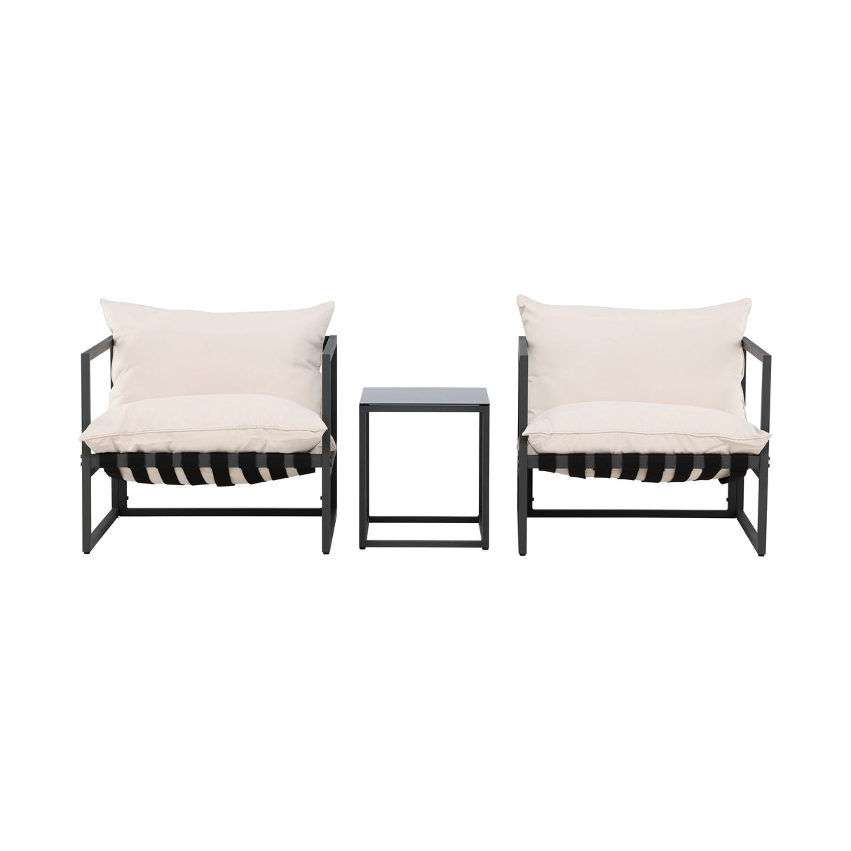 Messina Lounge Set Schwarz/Beige - ZEN ZONE Furniture