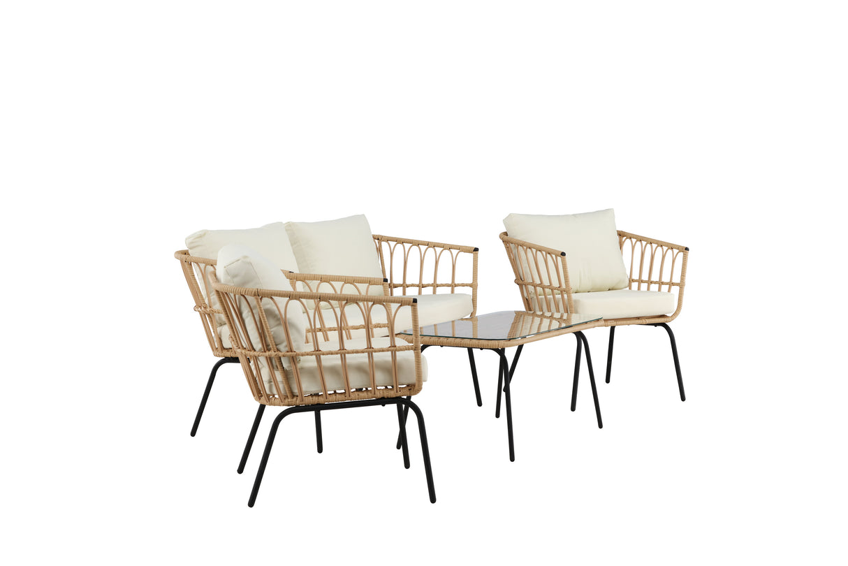 Ortigia Lounge Set Schwarz / Natur Rattan - ZEN ZONE Furniture