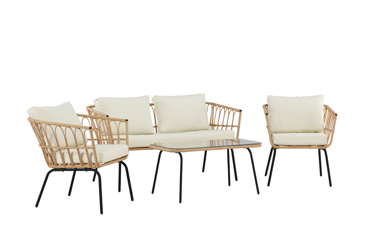 Ortigia Lounge Set Schwarz / Natur Rattan - ZEN ZONE Furniture