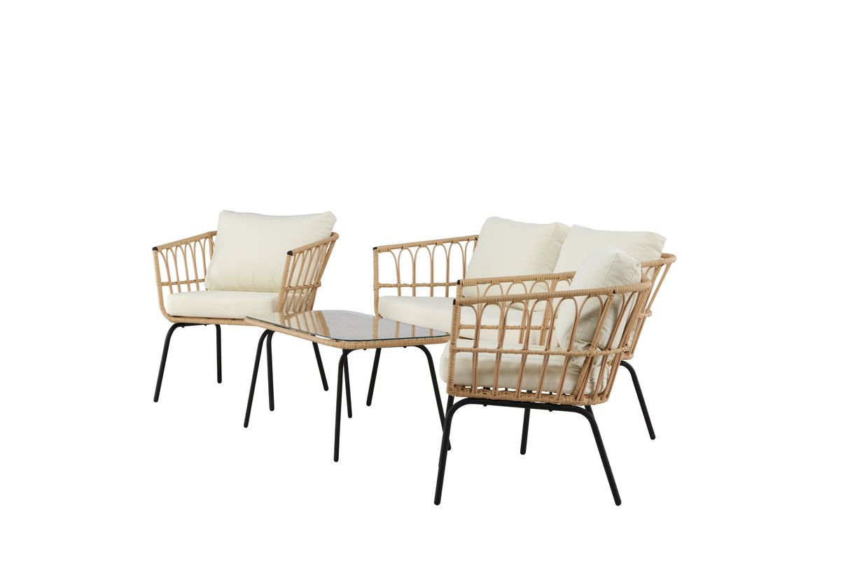 Ortigia Lounge Set Schwarz / Natur Rattan - ZEN ZONE Furniture