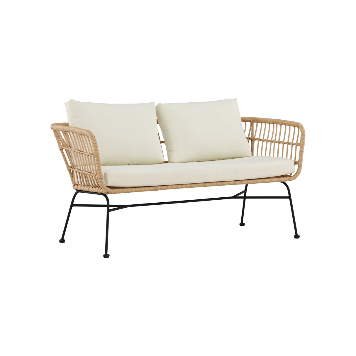 Isola Lounge Sofa Schwarz / Natur Rattan - ZEN ZONE Furniture