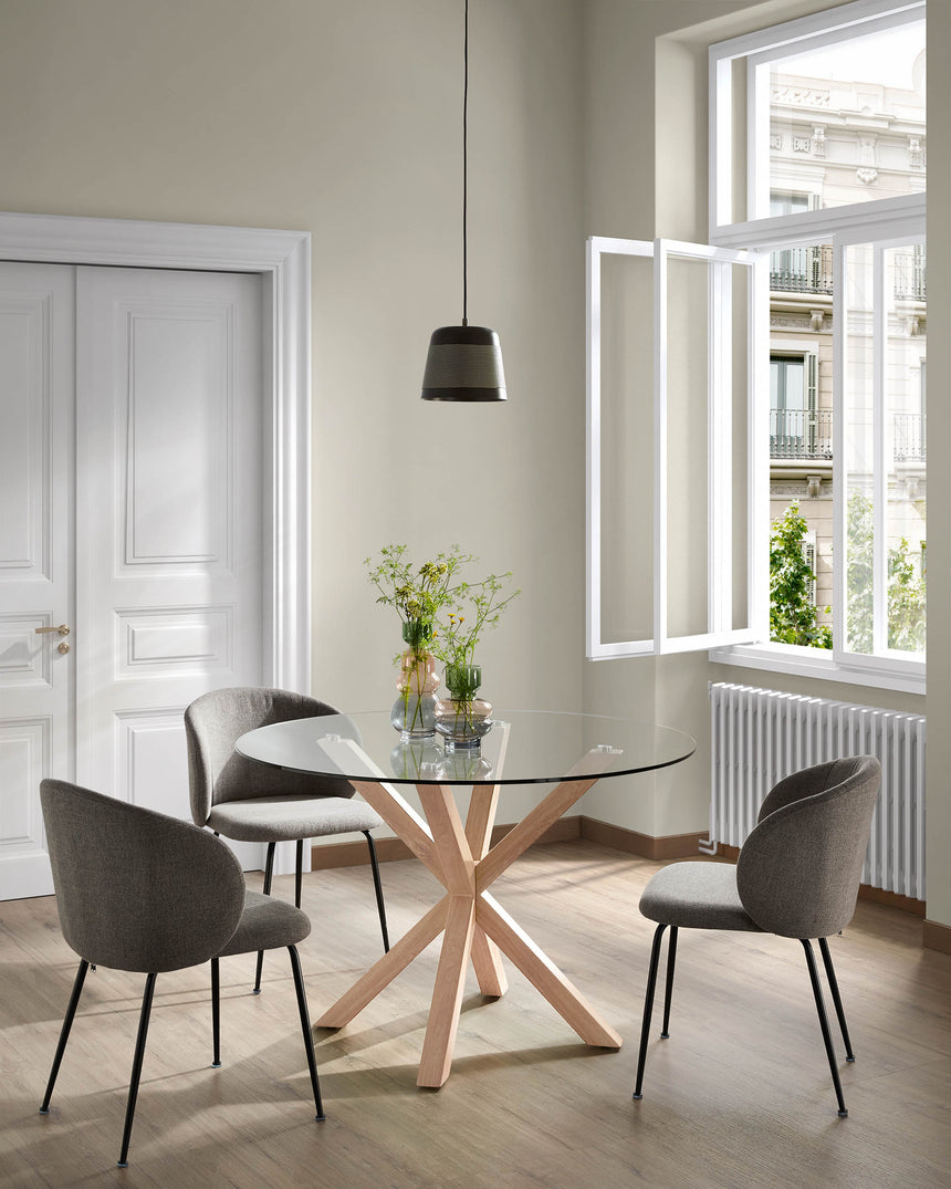 Minna Stuhl dunkelgrau und Stahlbeinen mit schwarzem Finish - ZEN ZONE Furniture