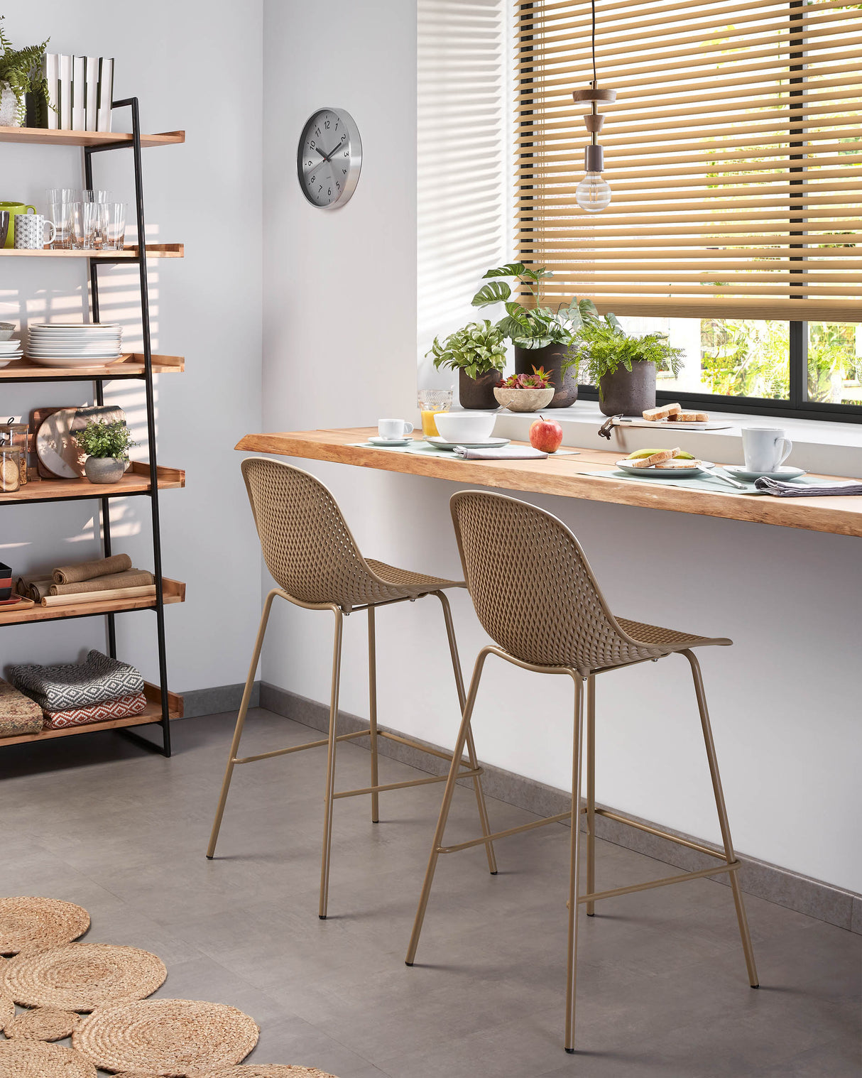 Quinby Barhocker beige Höhe 75 cm - ZEN ZONE Furniture