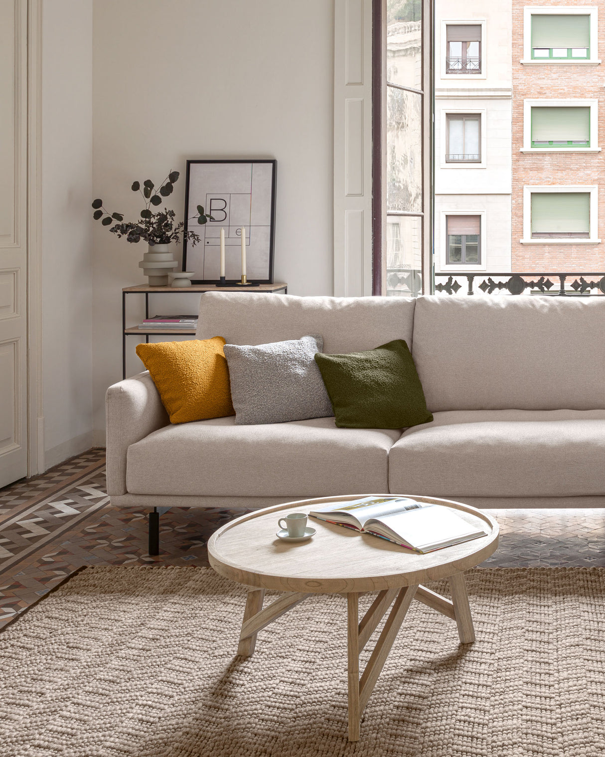 Galene 4-Sitzer Sofa beige mit Chaiselongue rechts 314 cm - ZEN ZONE Furniture