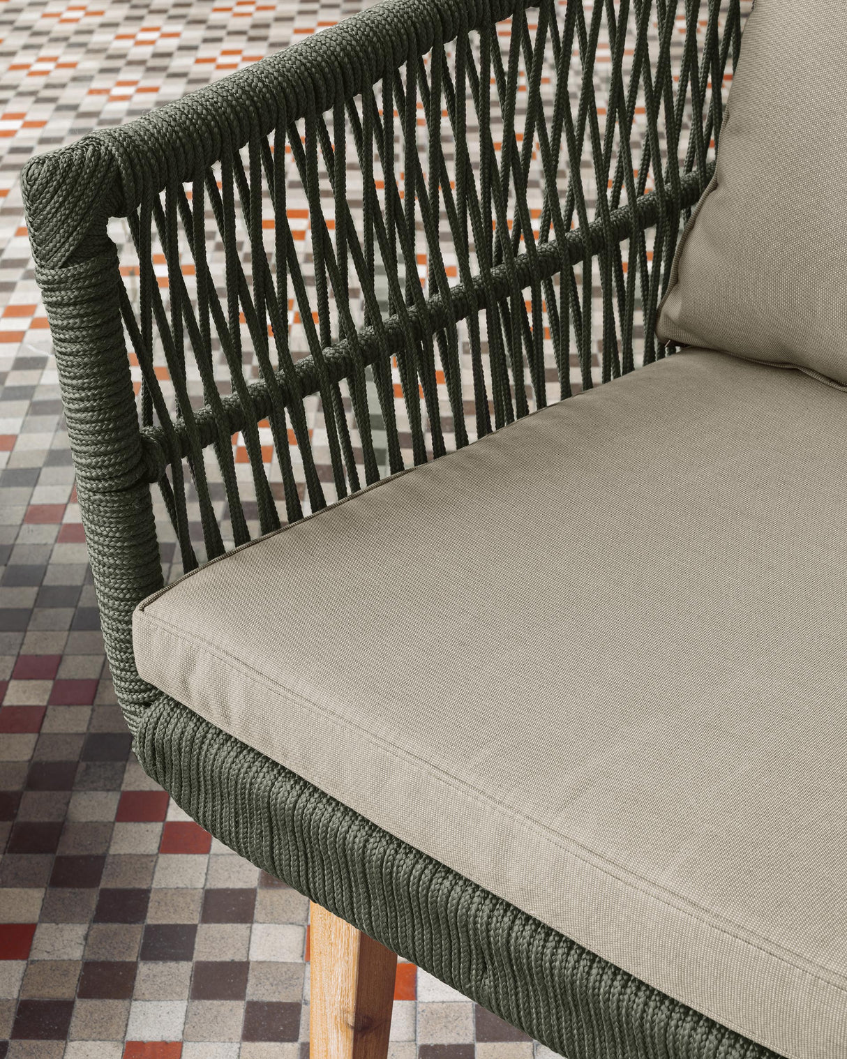 Inti Set 2-Sitzer Sofa und 2 Stühle mit grünem Seil FSC 100% - ZEN ZONE Furniture