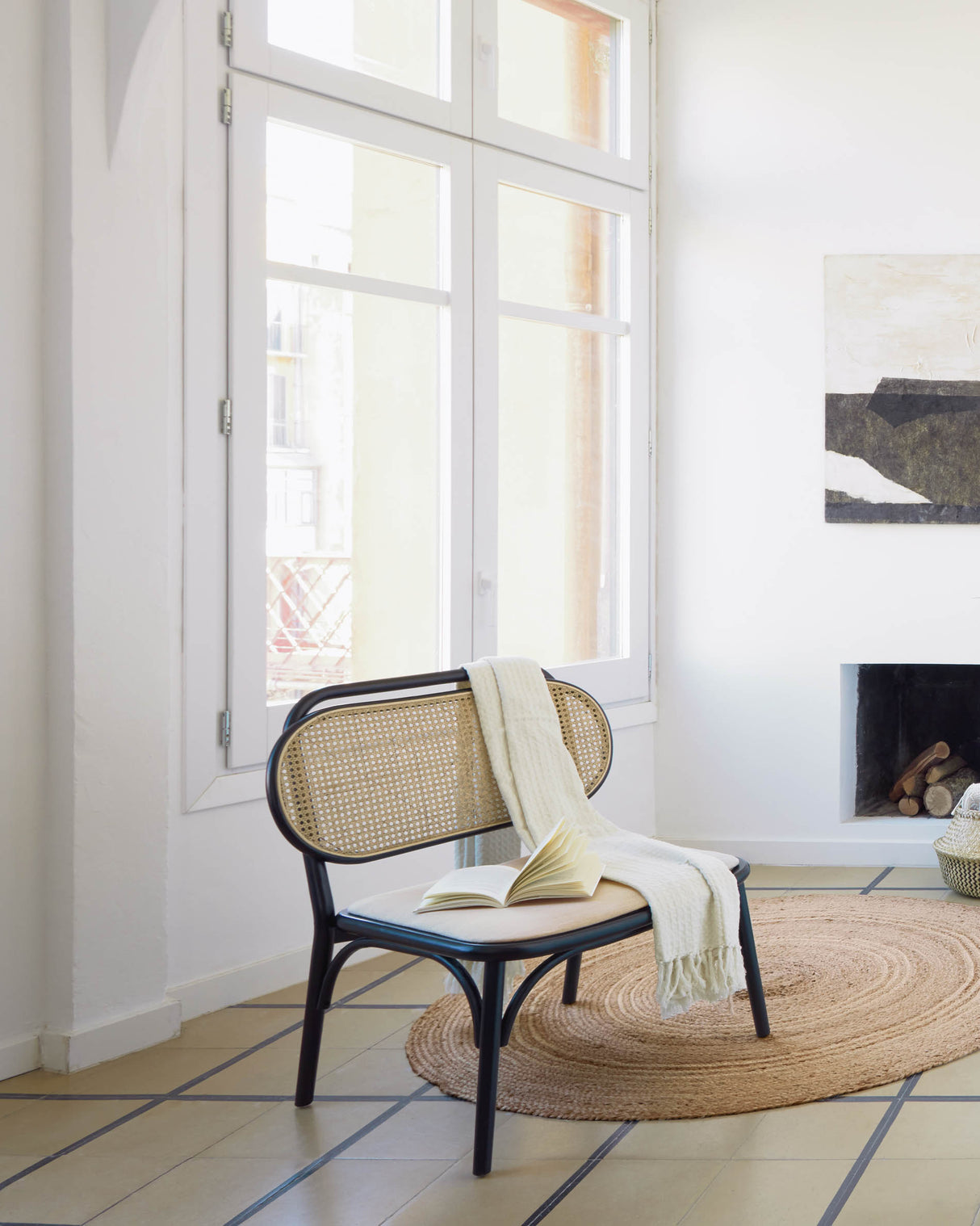 Doriane Sessel massive Ulme schwarzes Lackfinish gepolsterter Sitz - ZEN ZONE Furniture