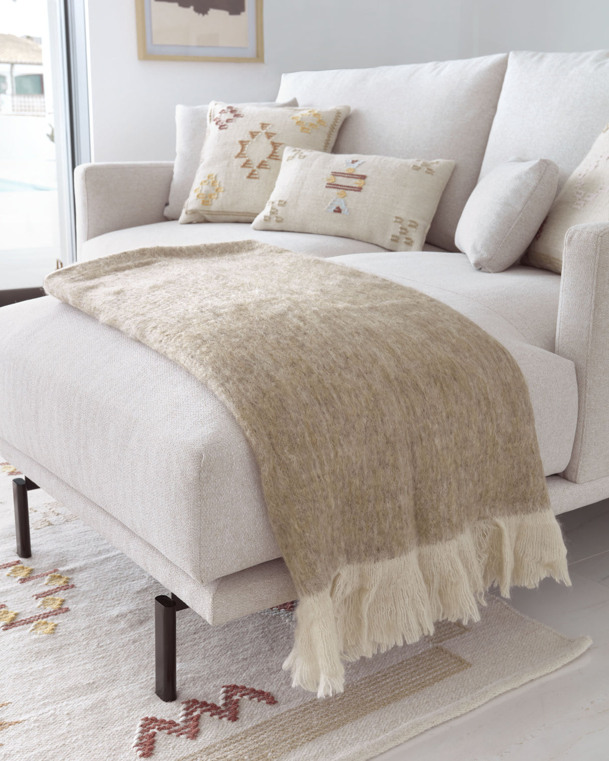 Galene 3-Sitzer Sofa beige mit Chaiselongue rechts 194 cm - ZEN ZONE Furniture