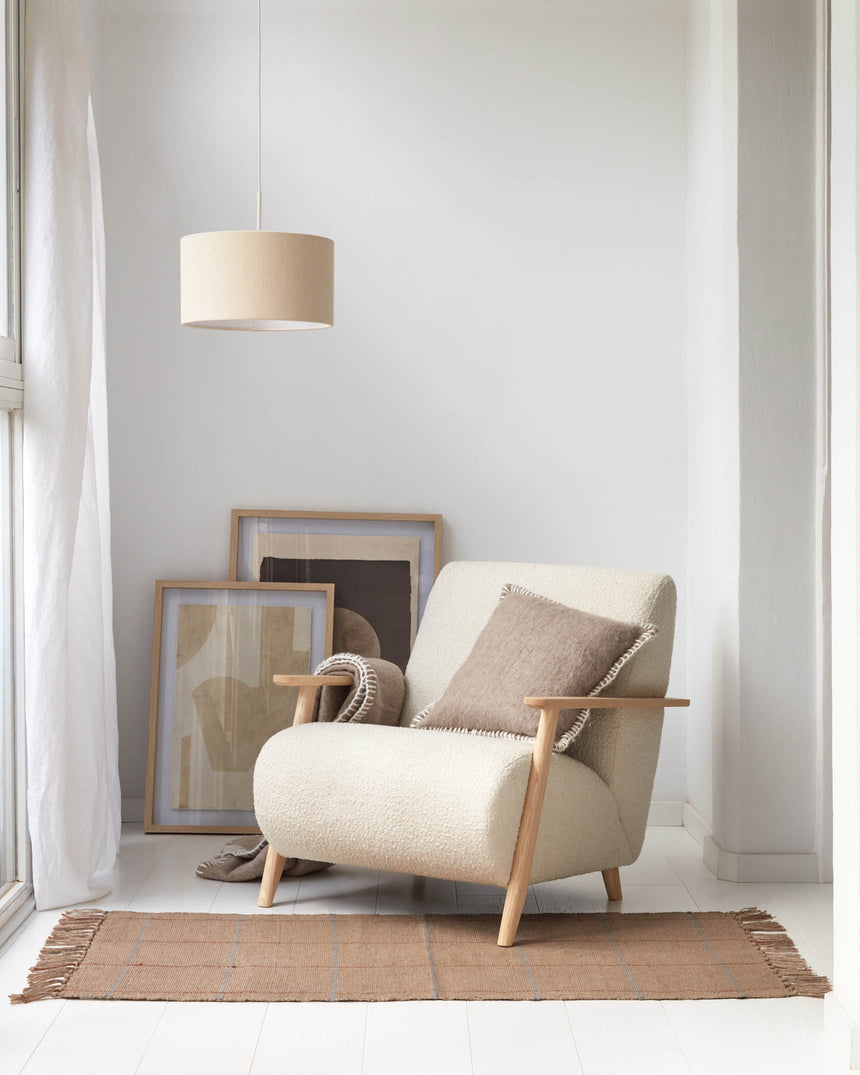 Nazli kleiner Lampenschirm aus Leinen mit beigem Finish Ø 40 cm - ZEN ZONE Furniture