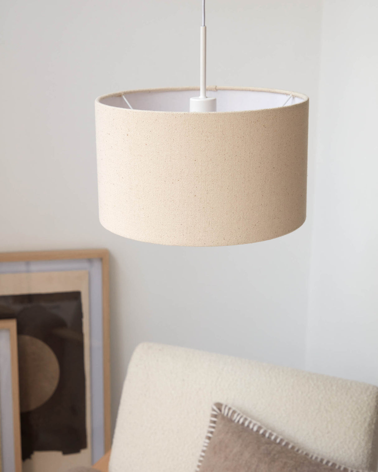 Nazli kleiner Lampenschirm aus Leinen mit beigem Finish Ø 40 cm - ZEN ZONE Furniture