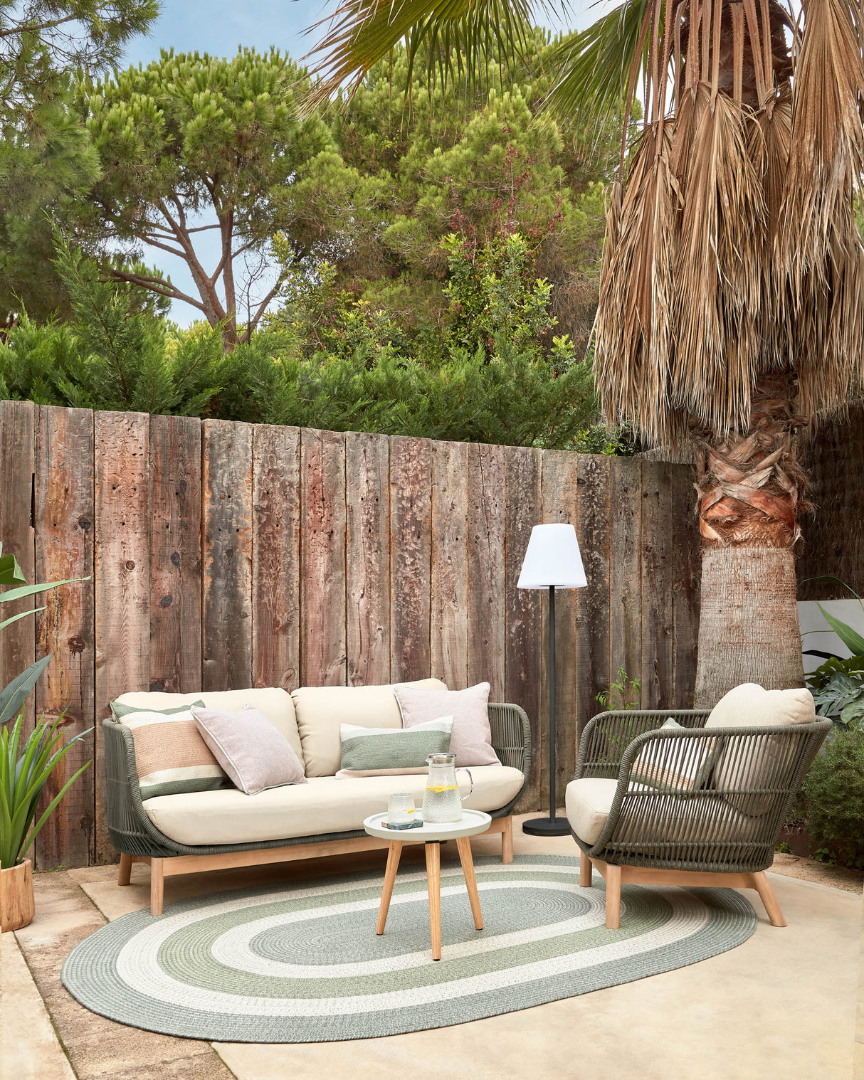 Catalina Sessel aus grünem Seil und massivem Akazienholz 100% FSC - ZEN ZONE Furniture