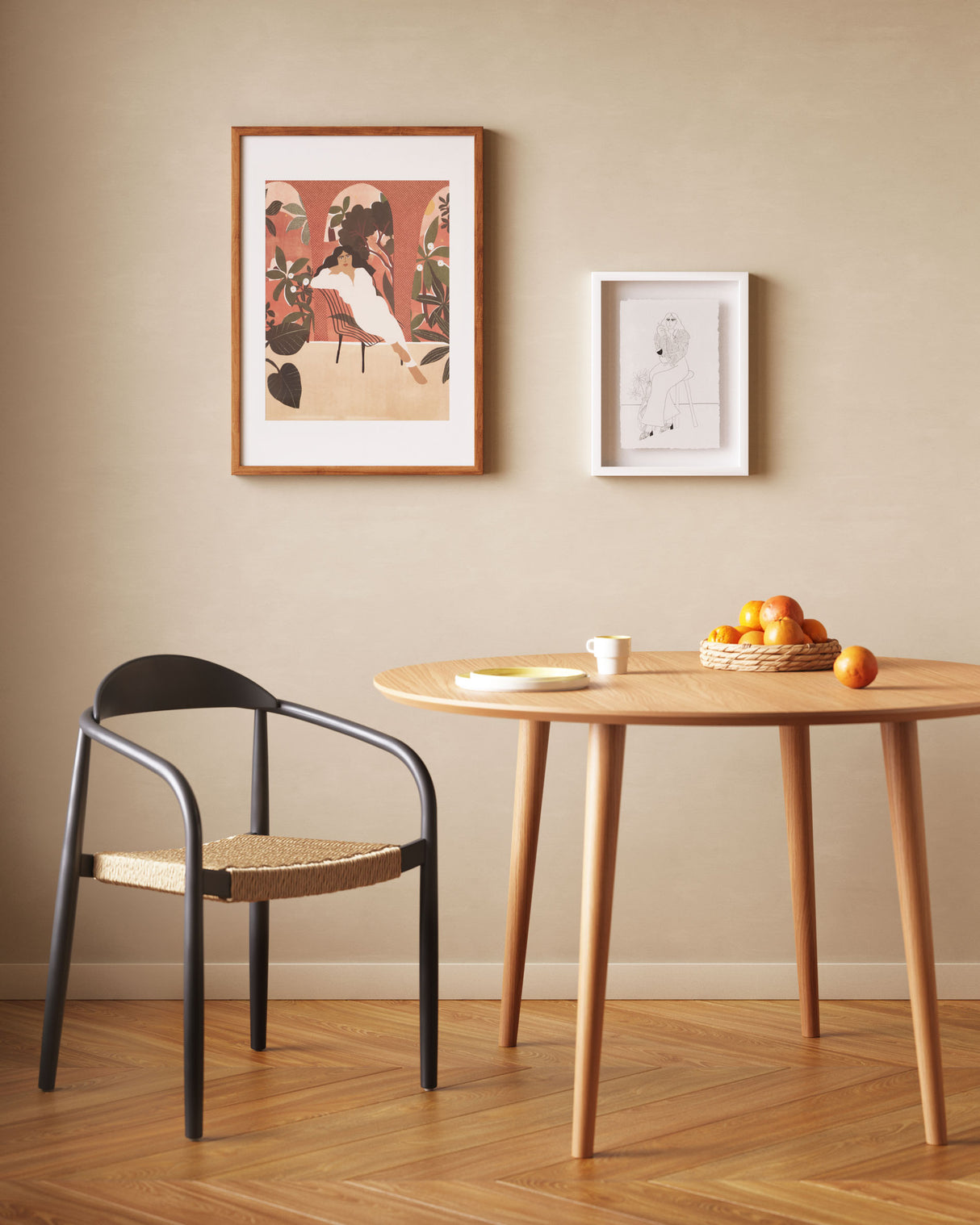Nina stapelbarer Stuhl aus massivem Akazienholz und Papierseil beige - ZEN ZONE Furniture