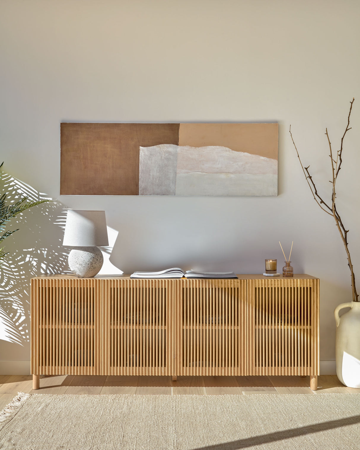 Beyla Sideboard 4 Türen massive Eiche und Furnier 180 x 71,5 cm FSC 100 % - ZEN ZONE Furniture