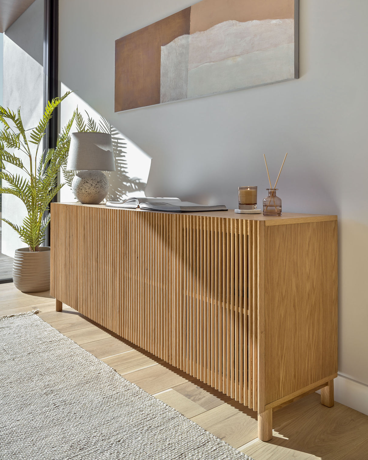 Beyla Sideboard 4 Türen massive Eiche und Furnier 180 x 71,5 cm FSC 100 % - ZEN ZONE Furniture