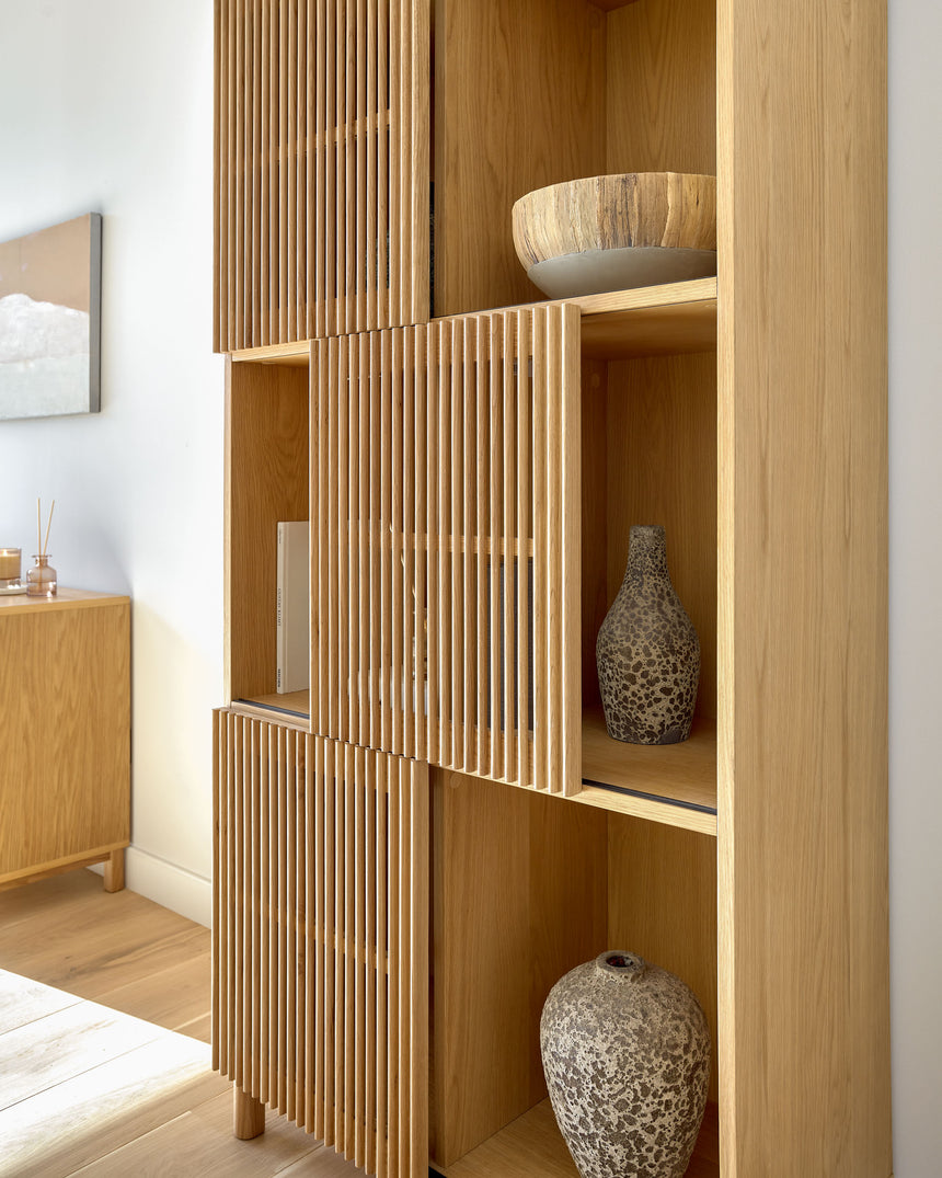 Beyla Regal aus massivem Eichenholz und Eichenfurnier 84,5 x 170 cm FSC 100% - ZEN ZONE Furniture