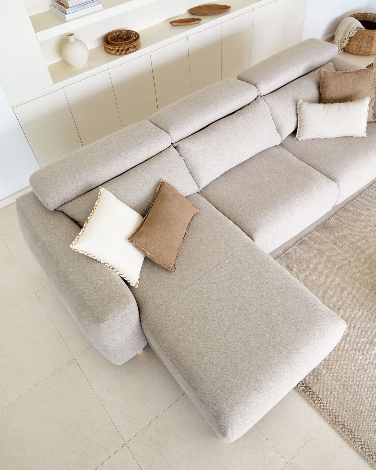 Singa 3-Sitzer Sofa mit Chaiselongue links beige 296 cm - ZEN ZONE Furniture