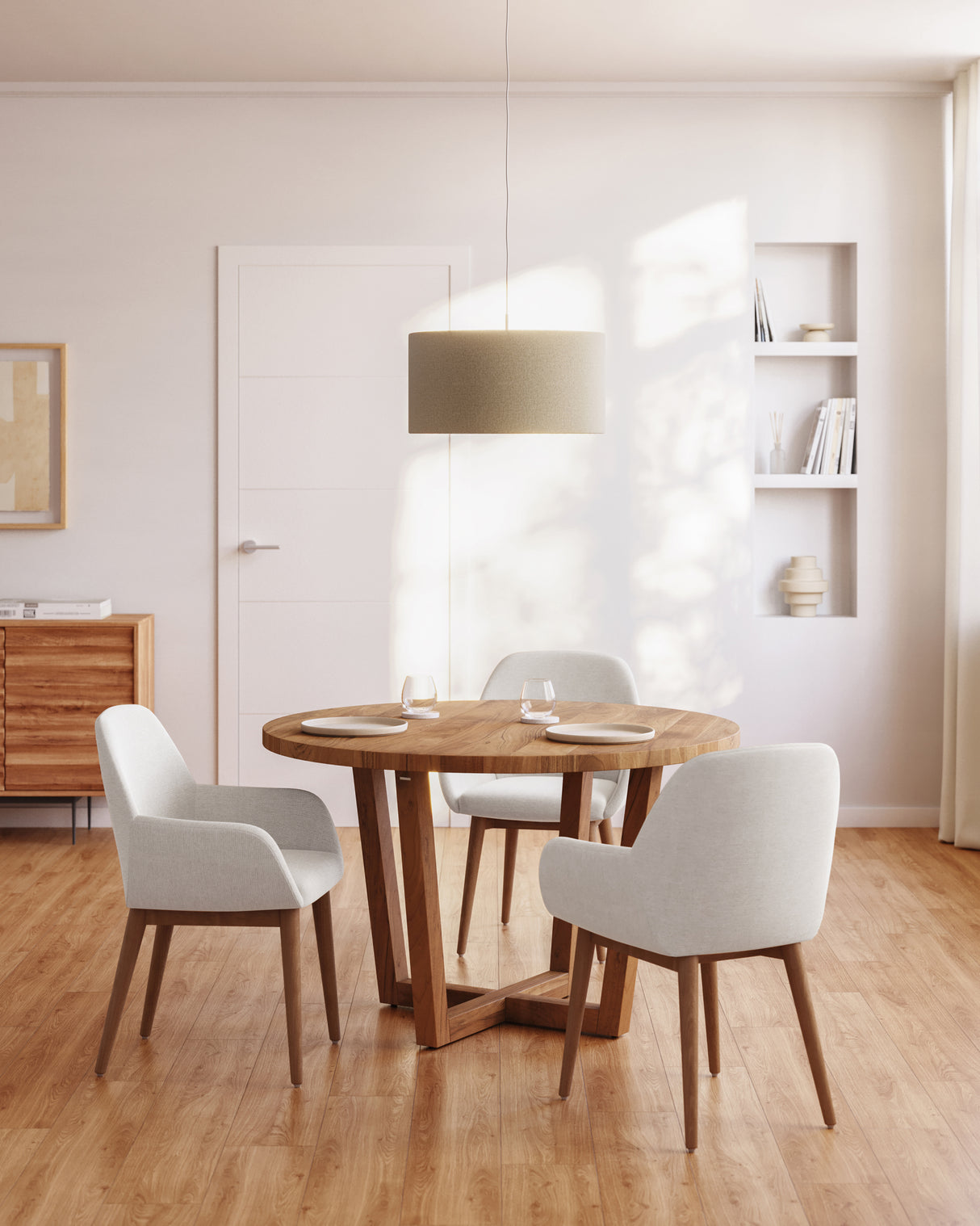 Nazli großer Lampenschirm aus Leinen mit beigem Finish Ø 50 cm - ZEN ZONE Furniture