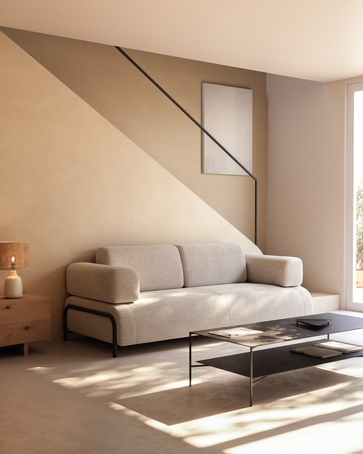 Compo 3-Sitzer Sofa beige-grau 232 cm - ZEN ZONE Furniture