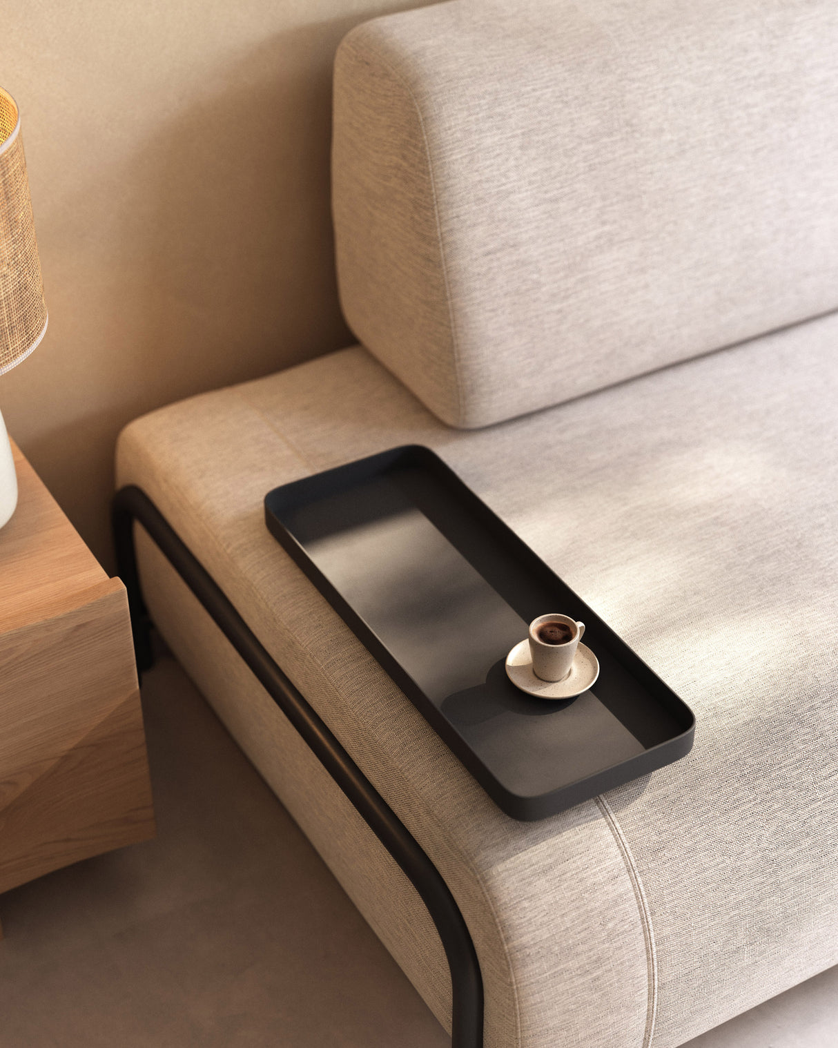 Compo 3-Sitzer Sofa beige mit kleinem Tablett 232 cm - ZEN ZONE Furniture