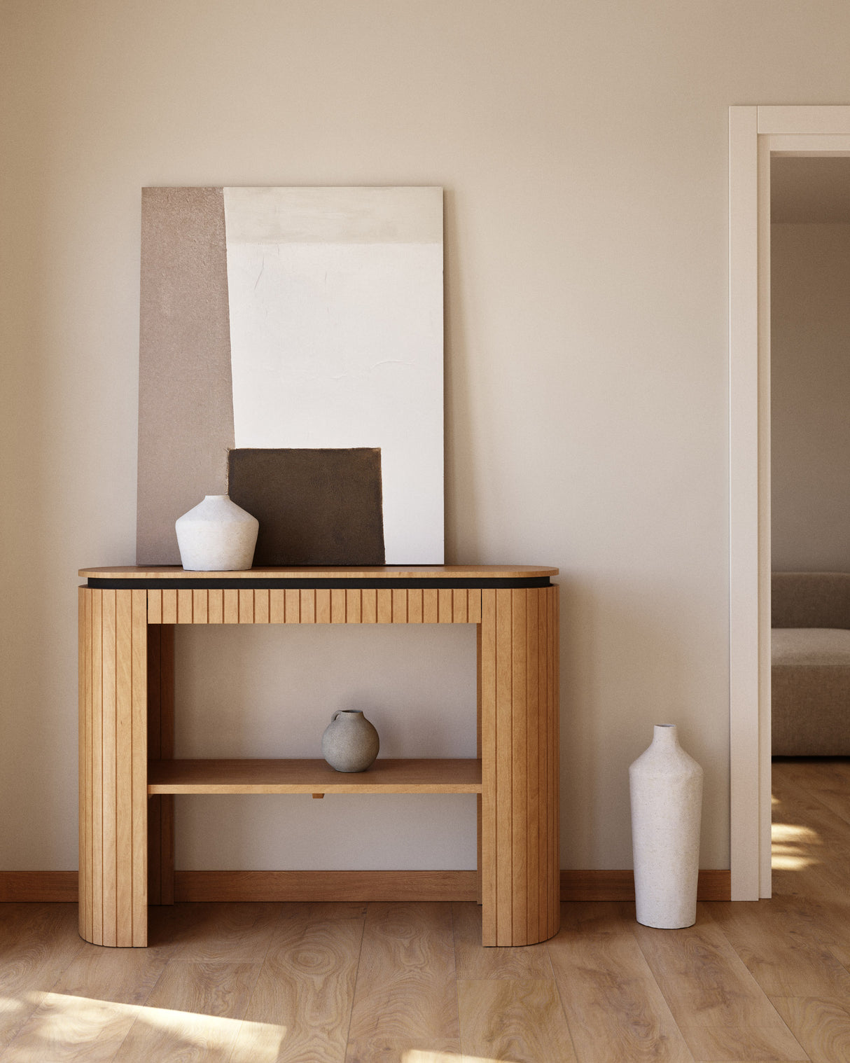 Licia Konsolentisch 1 Schublade aus massivem Mangoholz 120 x 90 cm - ZEN ZONE Furniture