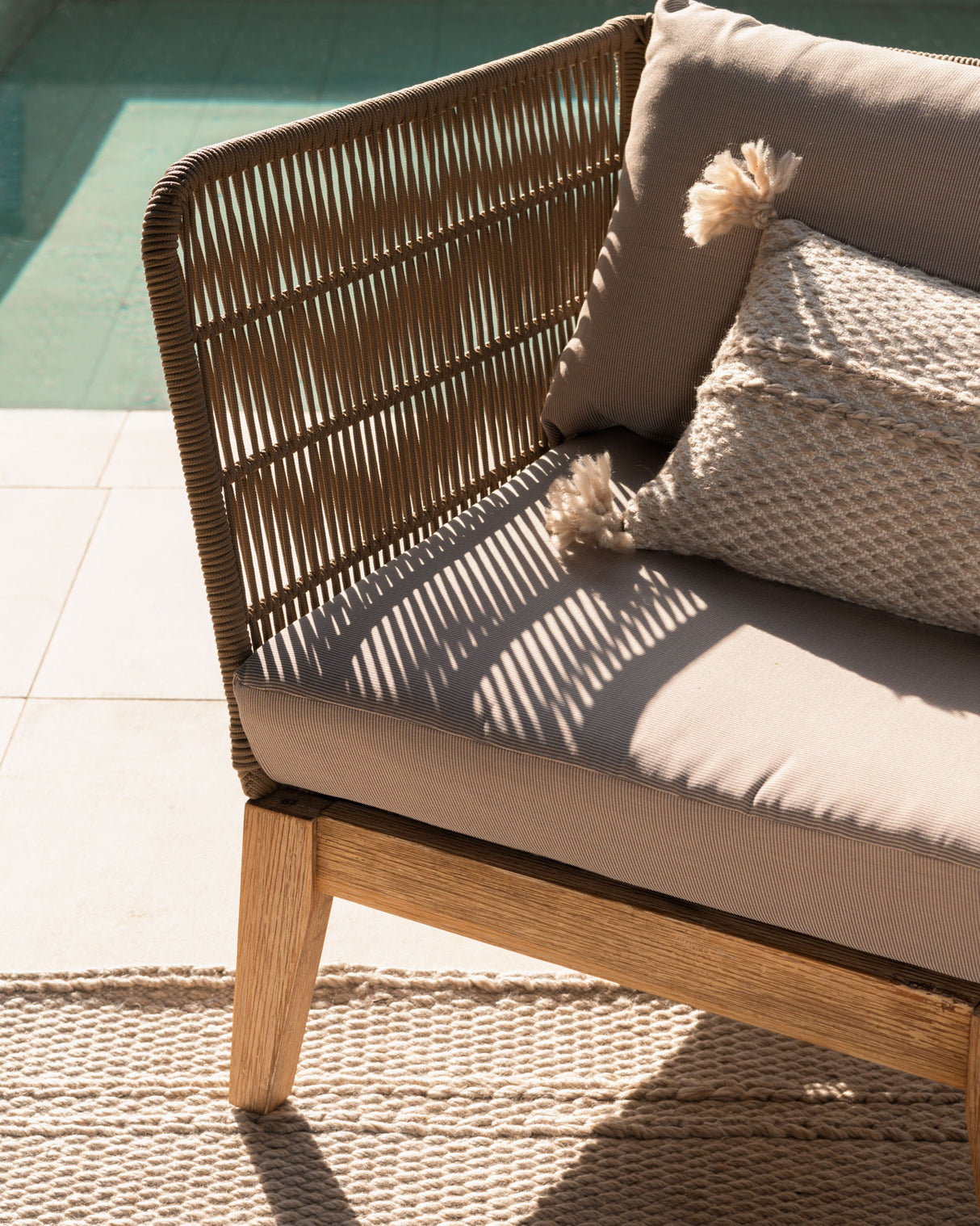 Belleny Sessel aus Seil in Beige und massivem Akazienholz FSC 100% - ZEN ZONE Furniture