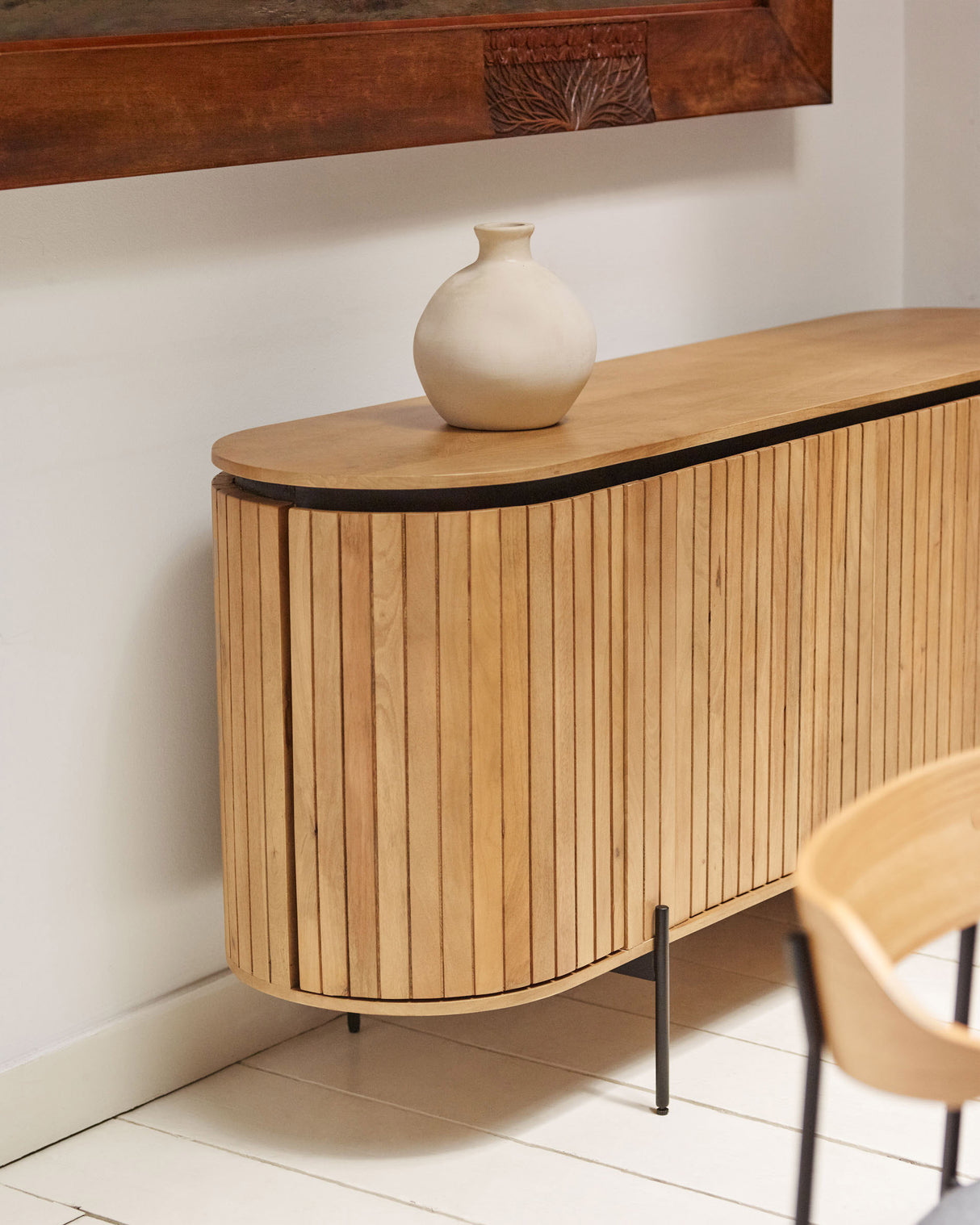 Licia Sideboard mit 4 Türen aus massivem Mangoholz und Metall in Schwarz 170 x 80 cm - ZEN ZONE Furniture