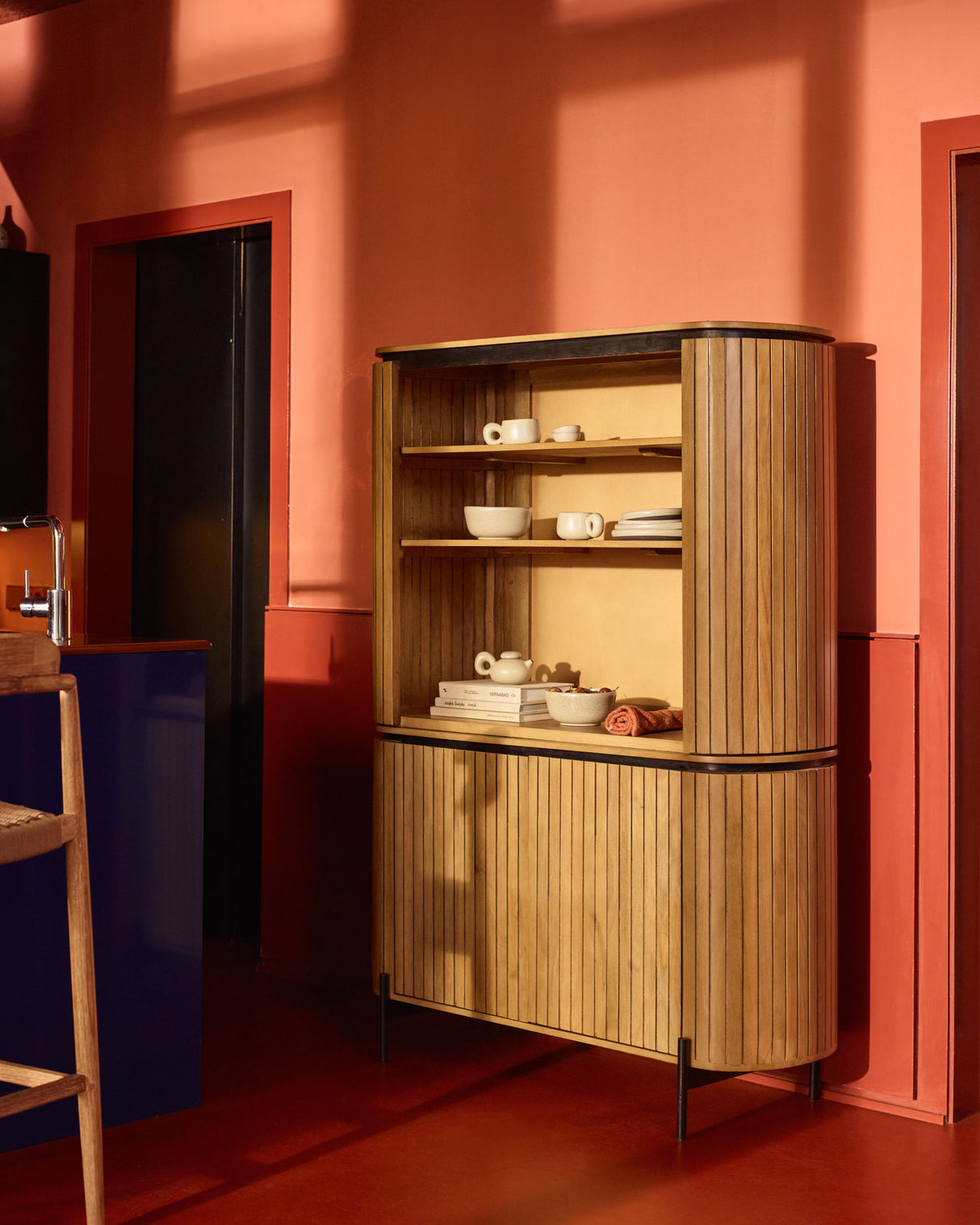 Licia Kommode 2 Türen aus massivem Mangoholz und Metall schwarz lackiert 120 x 170 cm - ZEN ZONE Furniture