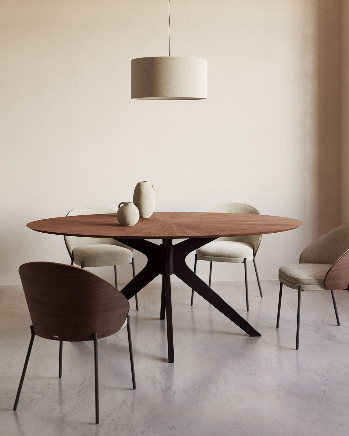 Naanim Tisch Walnuss Ø 180 x 110 cm - ZEN ZONE Furniture