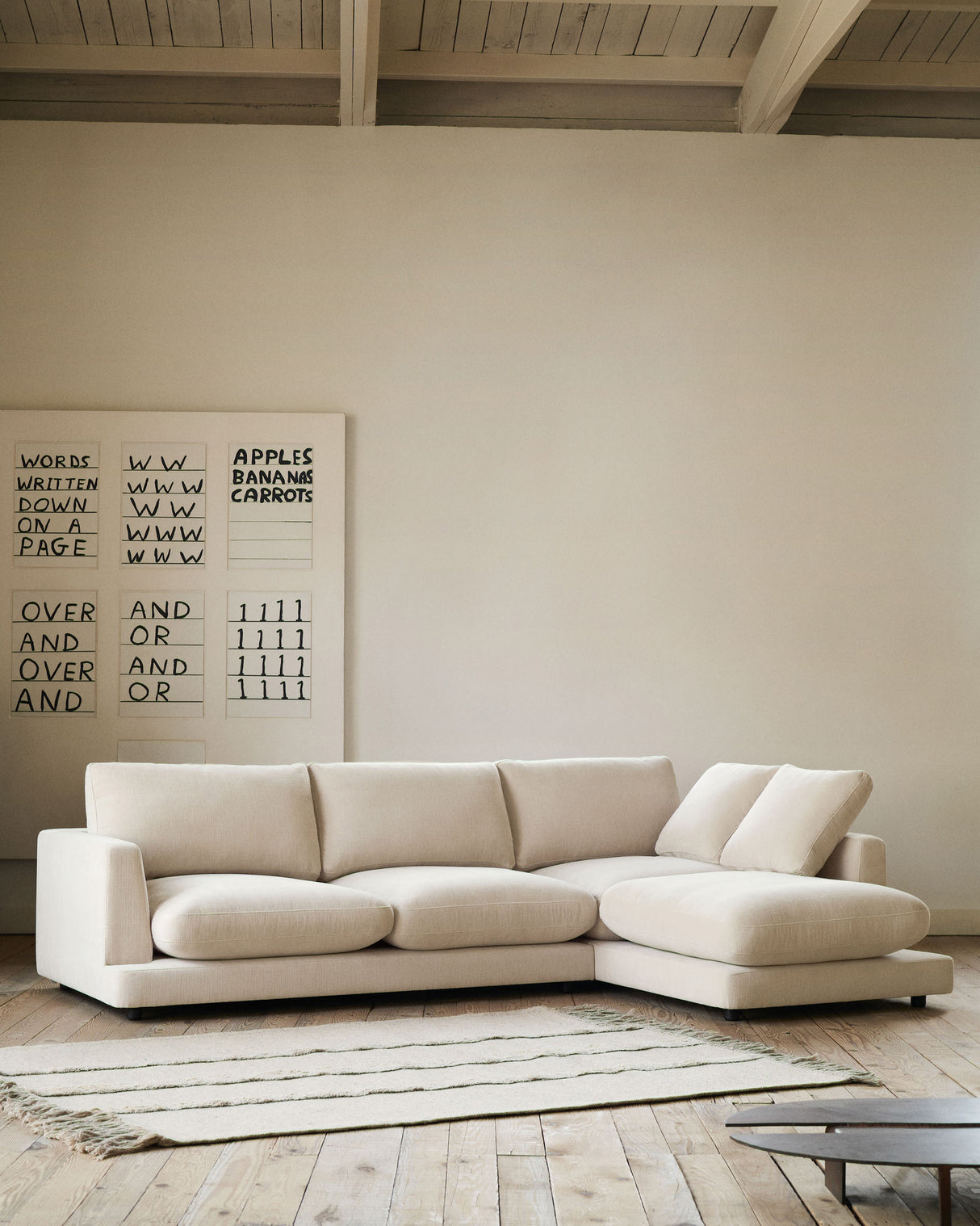 Gala 4-Sitzer-Sofa mit Chaiselongue rechts beige 300 cm - ZEN ZONE Furniture