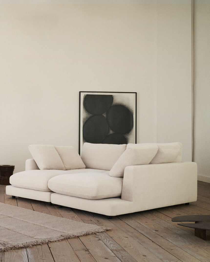 Gala 3-Sitzer Sofa mit doppelter Chaiselongue beige 210 cm - ZEN ZONE Furniture