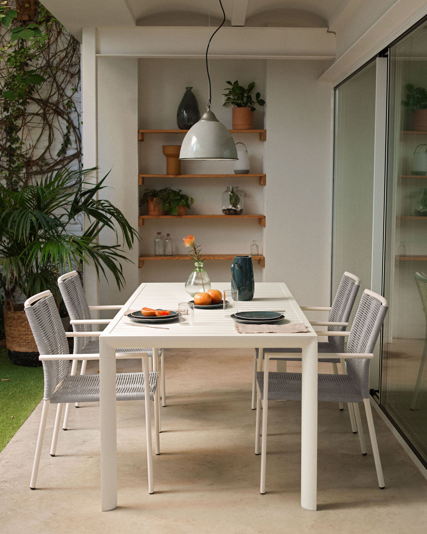 Culip stapelbarer Gartenstuhl aus Seil und Aluminium in Weiß - ZEN ZONE Furniture